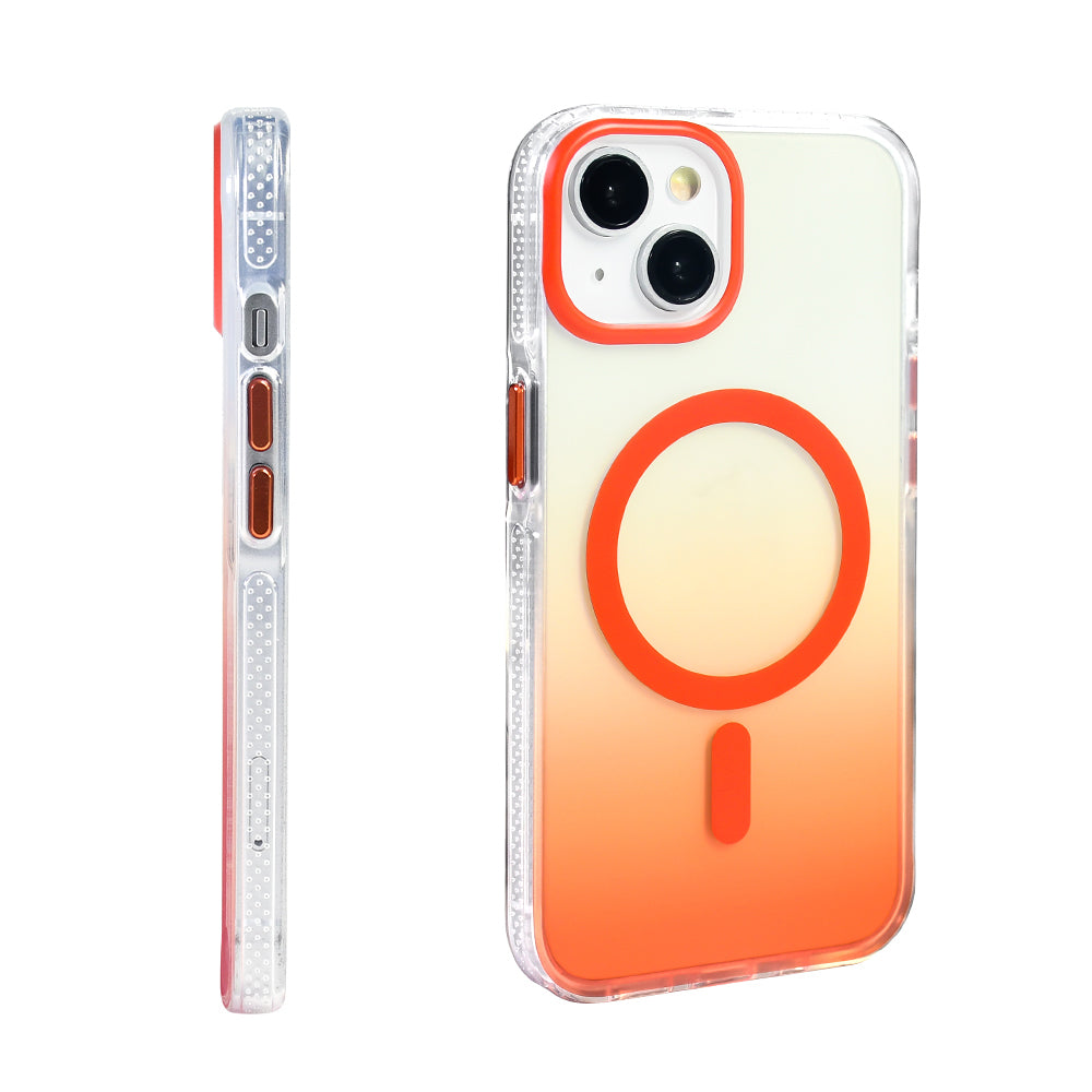 Apple iPhone 14 Kılıf M-safe Şarj Özellikli Transparan Renk Geçişli Zore Toros Kapak Siyah