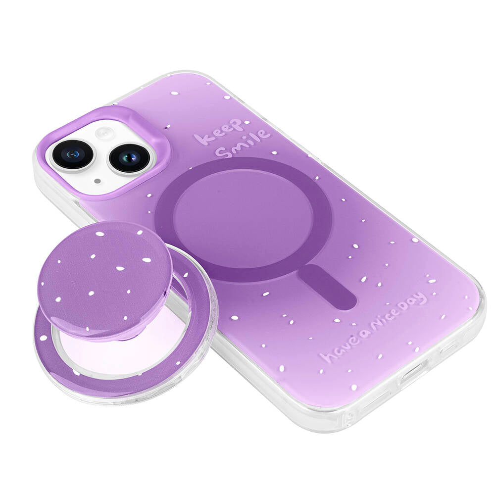 Apple iPhone 14 Kılıf M-safe Şarj Özellikli Tak-Çıkar Pop Soketli Zore Tiktok Kapak Mavi