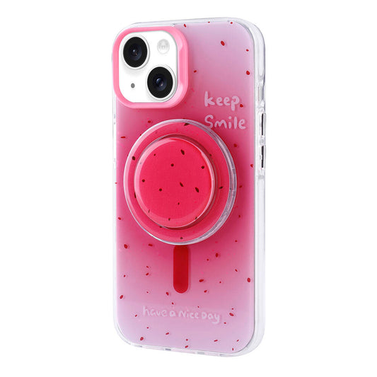 Apple iPhone 14 Kılıf M-safe Şarj Özellikli Tak-Çıkar Pop Soketli Zore Tiktok Kapak Pembe Koyu