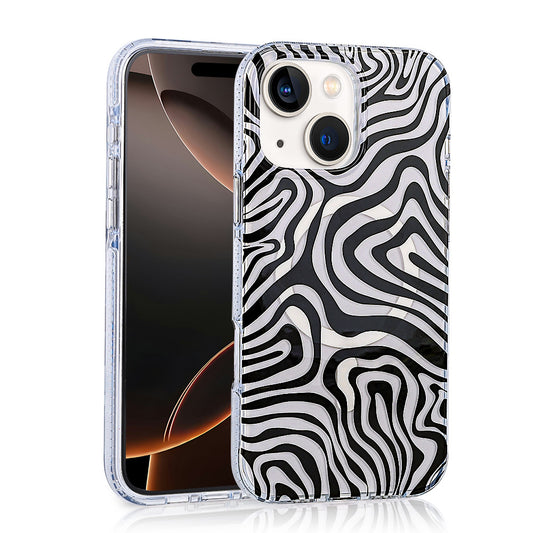 Apple iPhone 14 Kılıf M-safe Şarj Özellikli Zore Jago Kapak Siyah-Beyaz