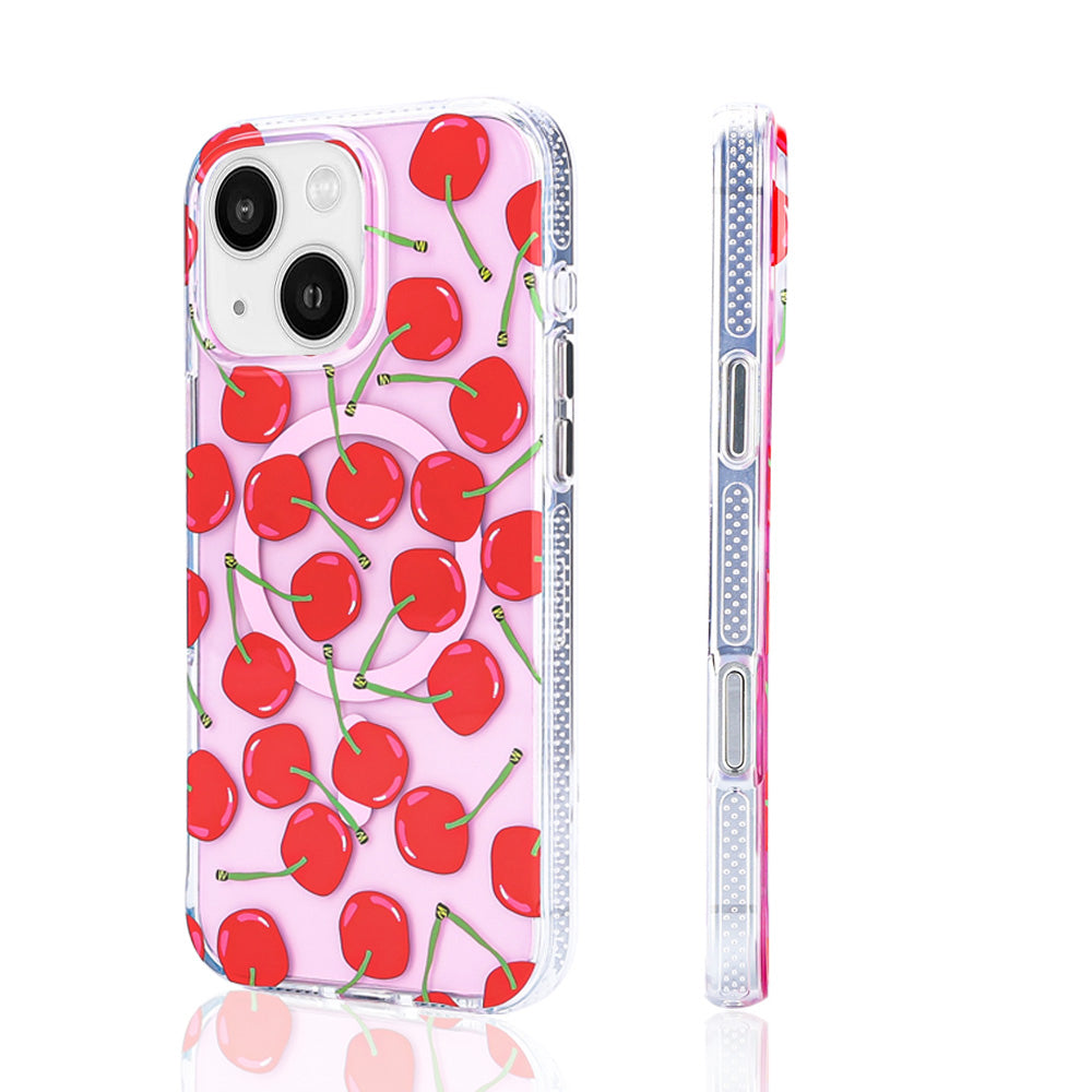 Apple iPhone 14 Kılıf M-safe Şarj Özellikli Zore Stilo Kapak Pembe-Mavi