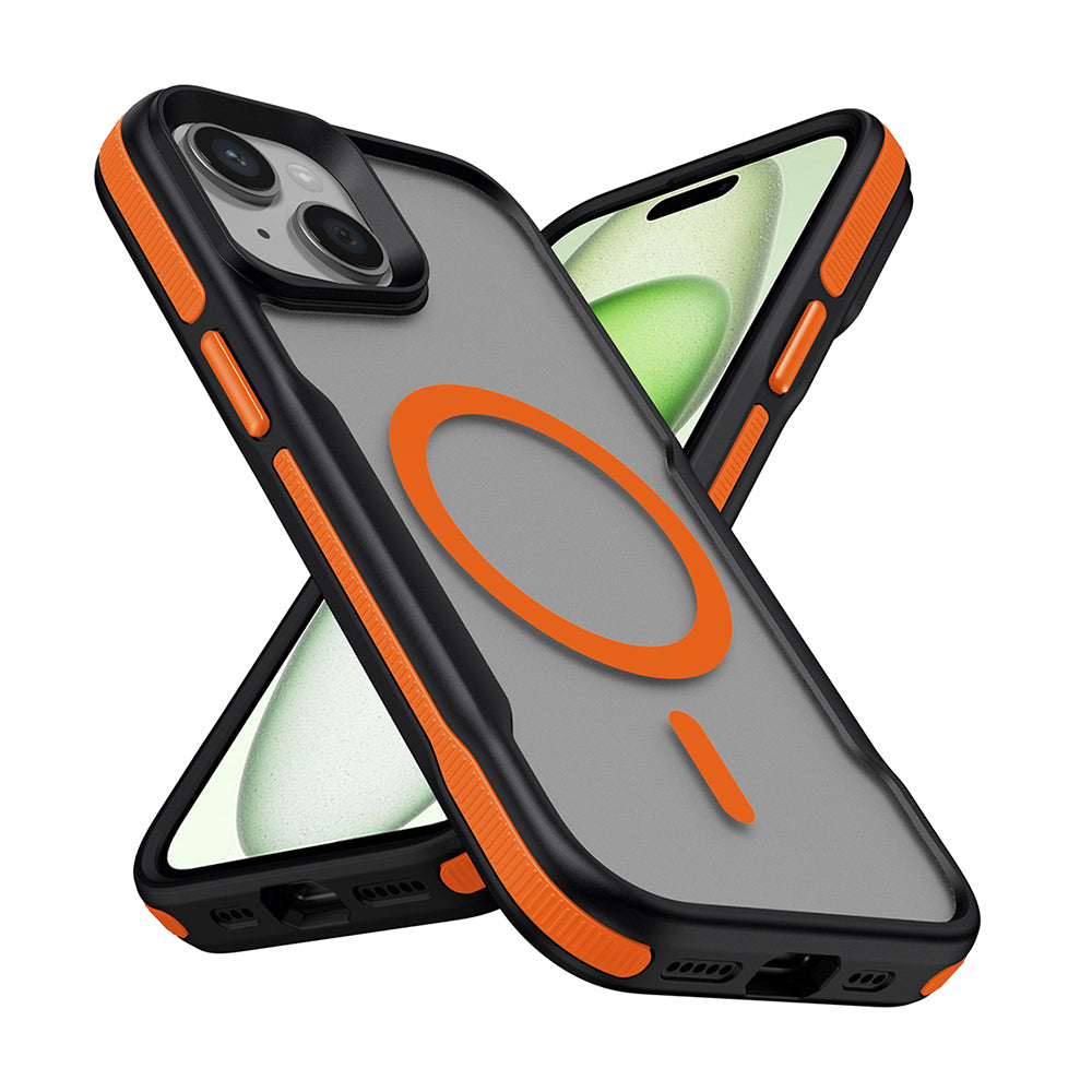 Apple iPhone 14 Plus Kılıf M-safe Şarj Özellikli Renkli Kenar Airbag Şeritli Zore Lamer Kapak Gri