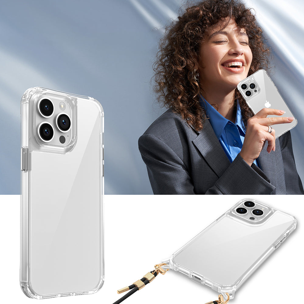 Apple iPhone 14 Pro Kılıf Airbagli Takılabilir Askı Aparatlı Zore Snap Silikon Kapak Şeffaf