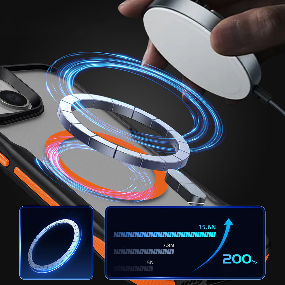 Apple iPhone 14 Pro Kılıf M-safe Şarj Özellikli Renkli Kenar Airbag Şeritli Zore Lamer Kapak Siyah