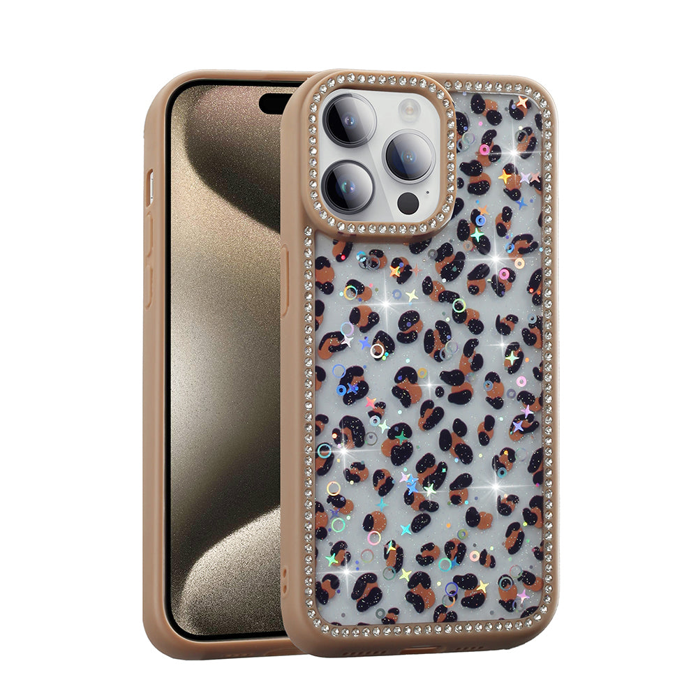 Apple iPhone 14 Pro Kılıf Taşlı ve Simli Tasarım Zore Azra Kapak Pembe