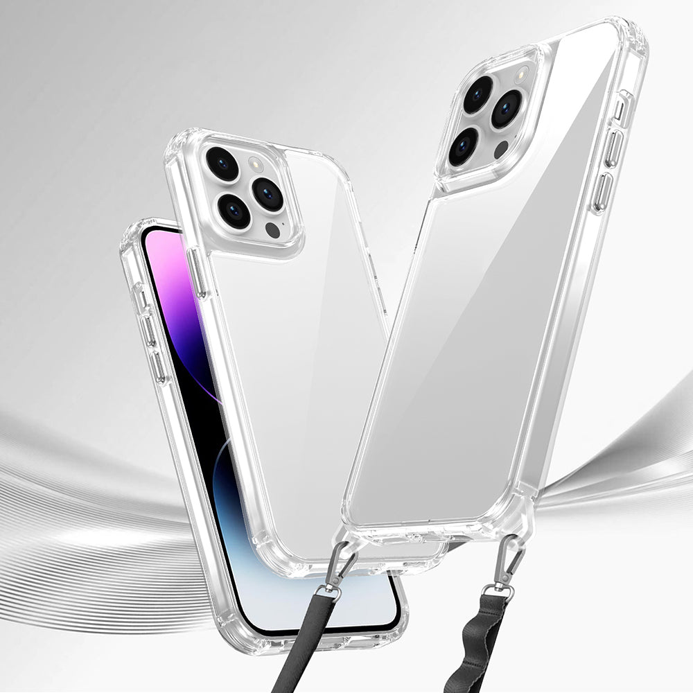 Apple iPhone 14 Pro Max Kılıf Airbagli Takılabilir Askı Aparatlı Zore Snap Silikon Kapak Şeffaf