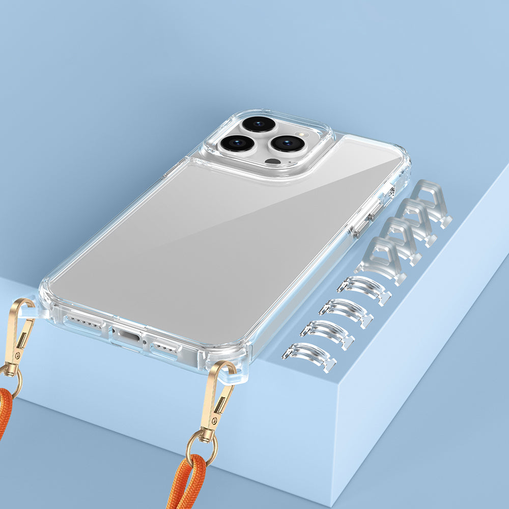 Apple iPhone 14 Pro Max Kılıf Airbagli Takılabilir Askı Aparatlı Zore Snap Silikon Kapak Şeffaf