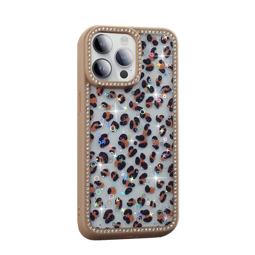 Apple iPhone 14 Pro Max Kılıf Taşlı ve Simli Tasarım Zore Azra Kapak Gold