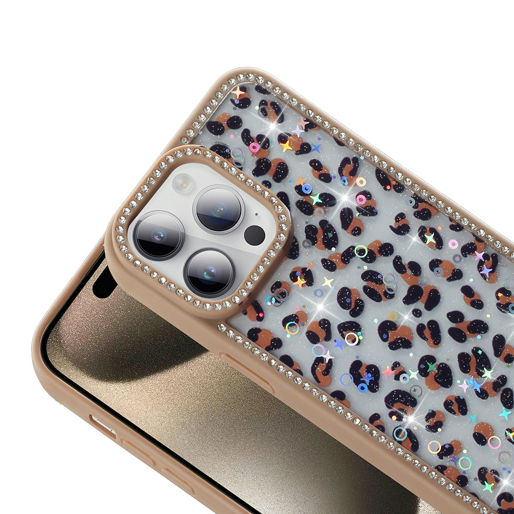 Apple iPhone 14 Pro Max Kılıf Taşlı ve Simli Tasarım Zore Azra Kapak Gold