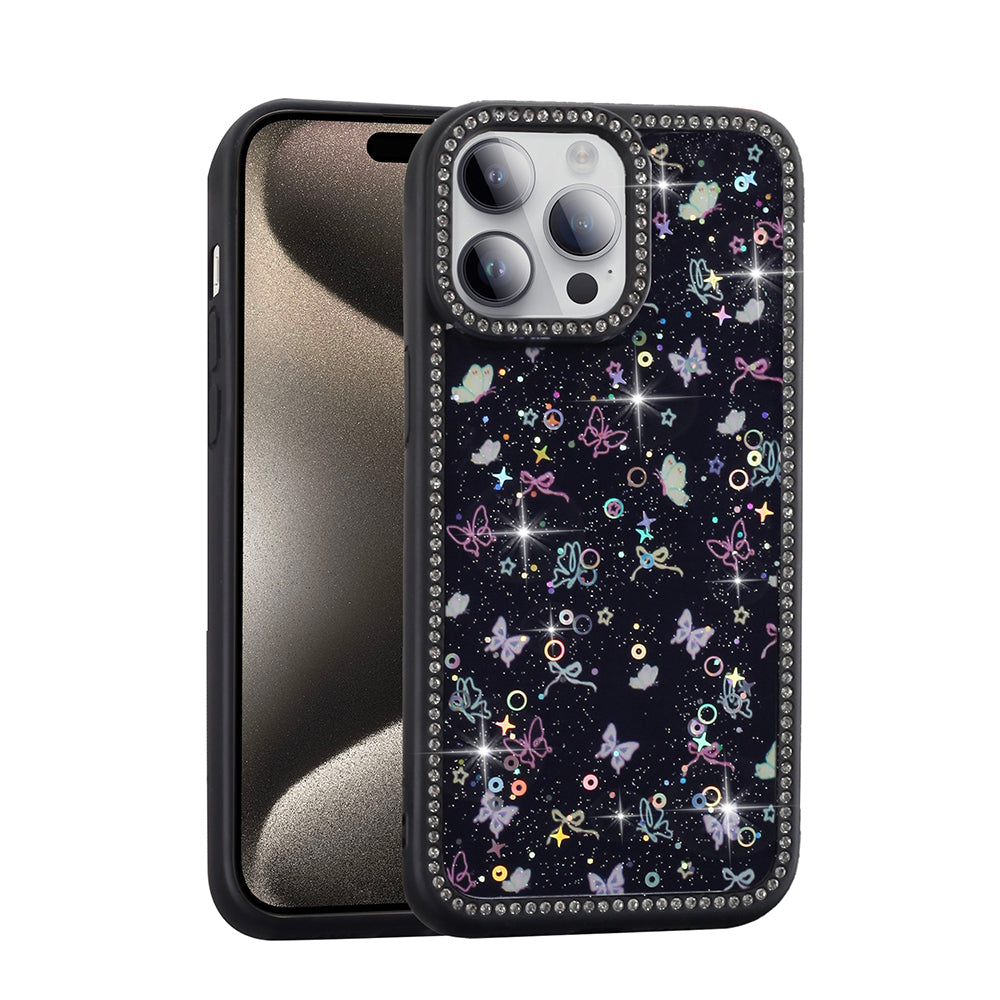 Apple iPhone 14 Pro Max Kılıf Taşlı ve Simli Tasarım Zore Azra Kapak Gold