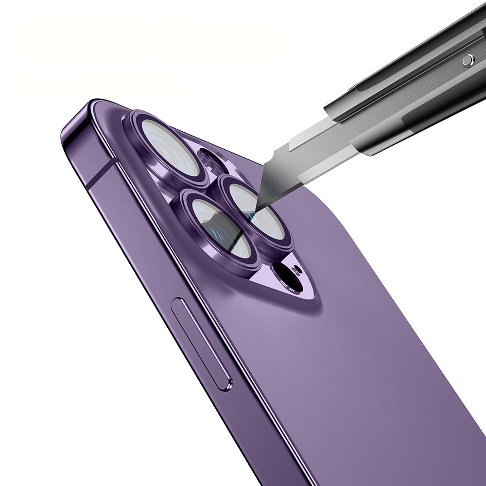 Apple iPhone 14 Pro Max Zore Mikro Kamera Lens Koruyucu Derin Mor