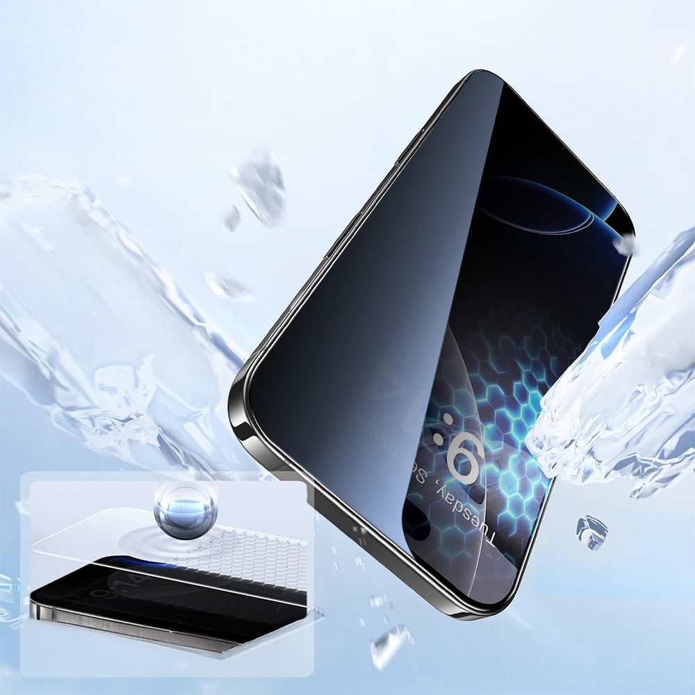 Apple iPhone 14 Zore 2.5D Oliv Privacy Temperli Cam Ekran Koruyucu + Kolay Uygulama Aparatı Siyah