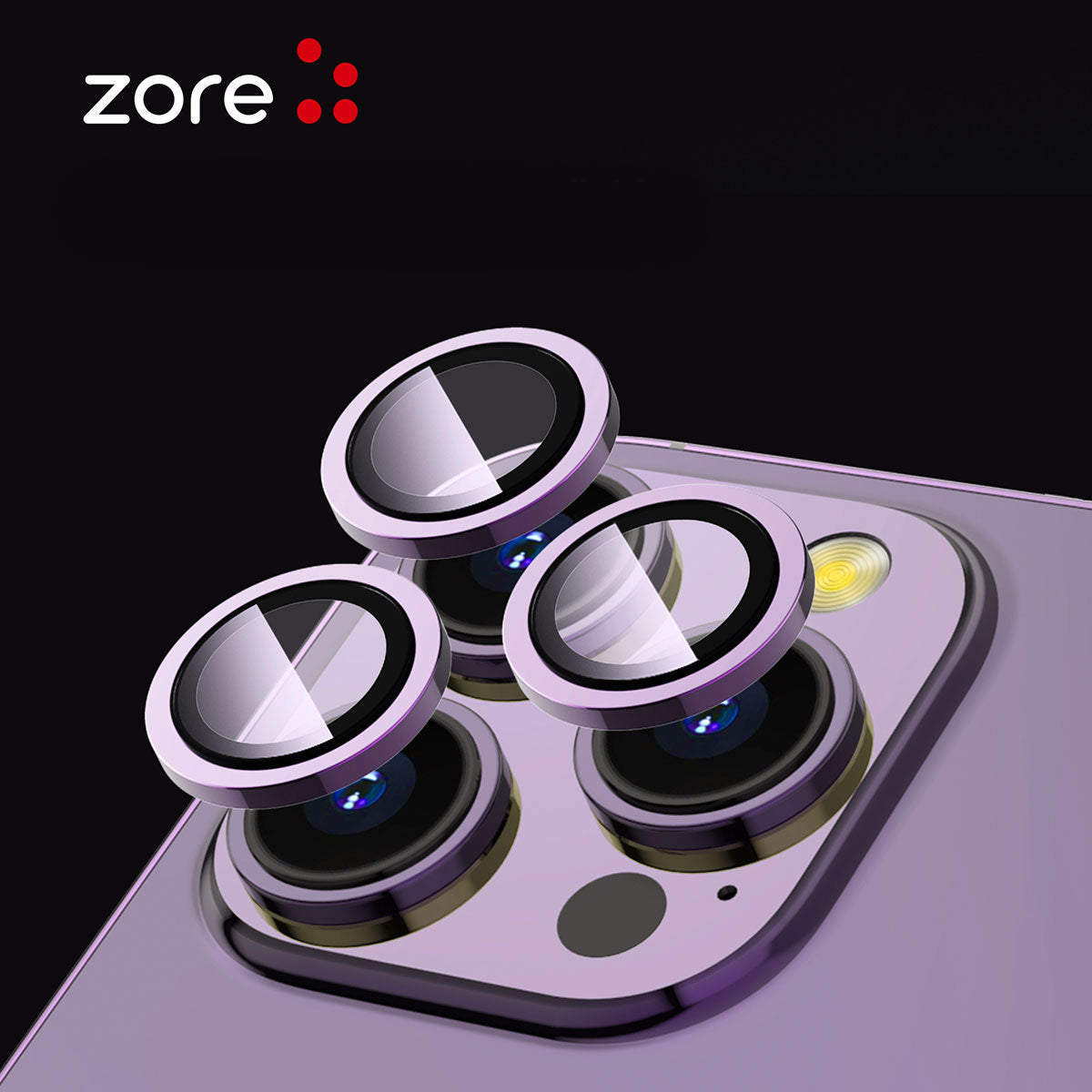 Apple iPhone 14 Zore CL-12 Premium Safir Parmak İzi Bırakmayan Anti-Reflective Kamera Lens Koruyucu Mor