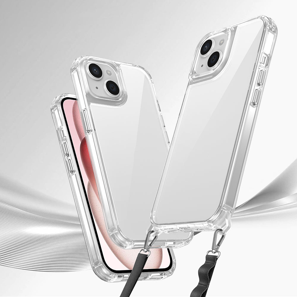 Apple iPhone 15 Kılıf Airbagli Takılabilir Askı Aparatlı Zore Snap Silikon Kapak Şeffaf