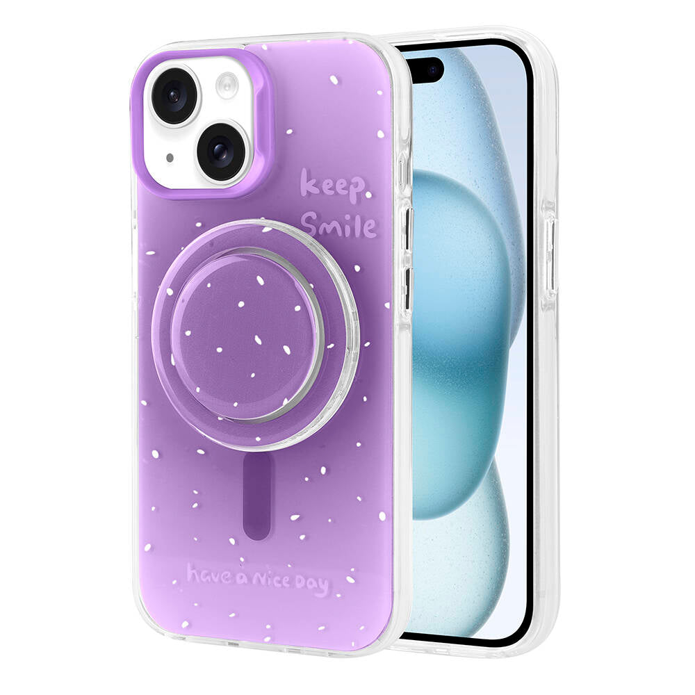 Apple iPhone 15 Kılıf M-safe Şarj Özellikli Tak-Çıkar Pop Soketli Zore Tiktok Kapak Turuncu