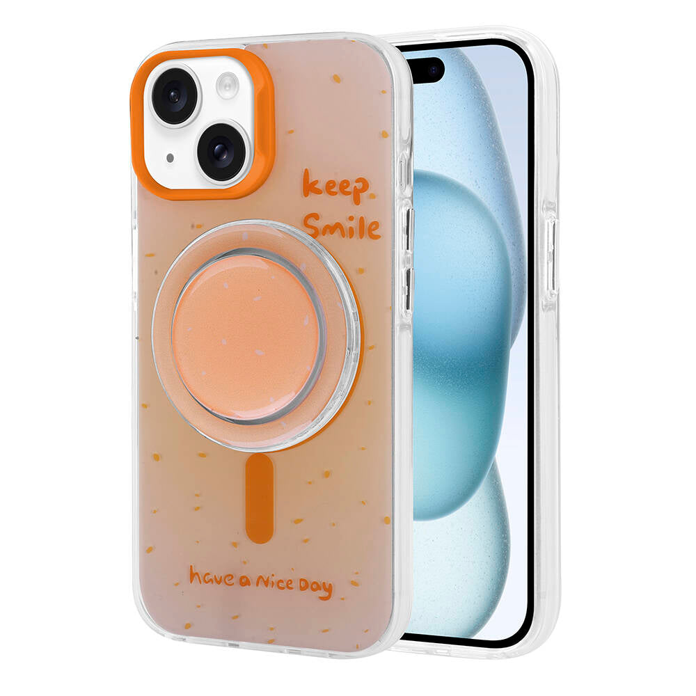 Apple iPhone 15 Kılıf M-safe Şarj Özellikli Tak-Çıkar Pop Soketli Zore Tiktok Kapak Mor