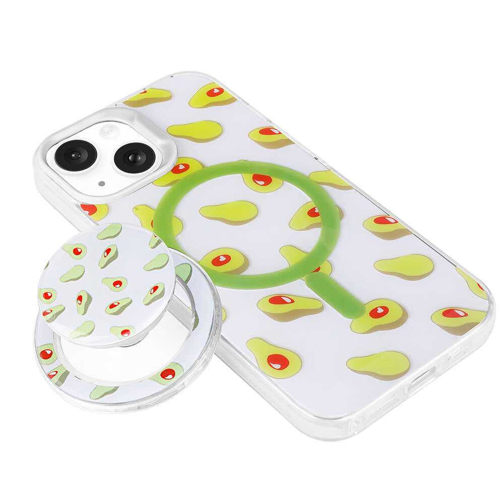 Apple iPhone 15 Kılıf M-safe Şarj Özellikli Tak-Çıkar Pop Soketli Zore Tiktok Kapak Yeşil