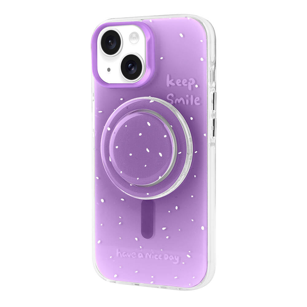 Apple iPhone 15 Kılıf M-safe Şarj Özellikli Tak-Çıkar Pop Soketli Zore Tiktok Kapak Mor