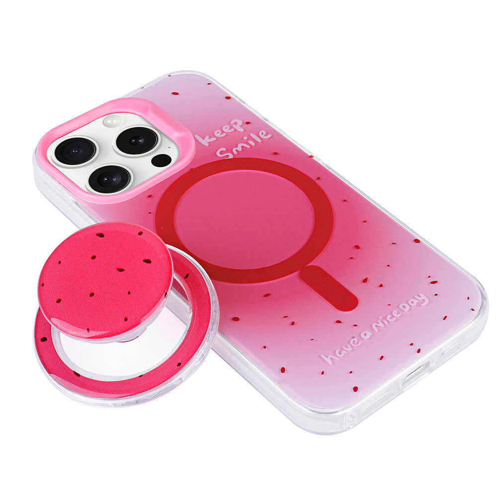 Apple iPhone 15 Pro Kılıf M-safe Şarj Özellikli Tak-Çıkar Pop Soketli Zore Tiktok Kapak Mor