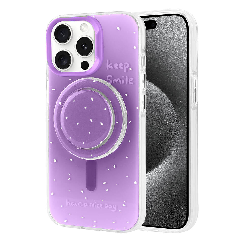 Apple iPhone 15 Pro Kılıf M-safe Şarj Özellikli Tak-Çıkar Pop Soketli Zore Tiktok Kapak Turuncu