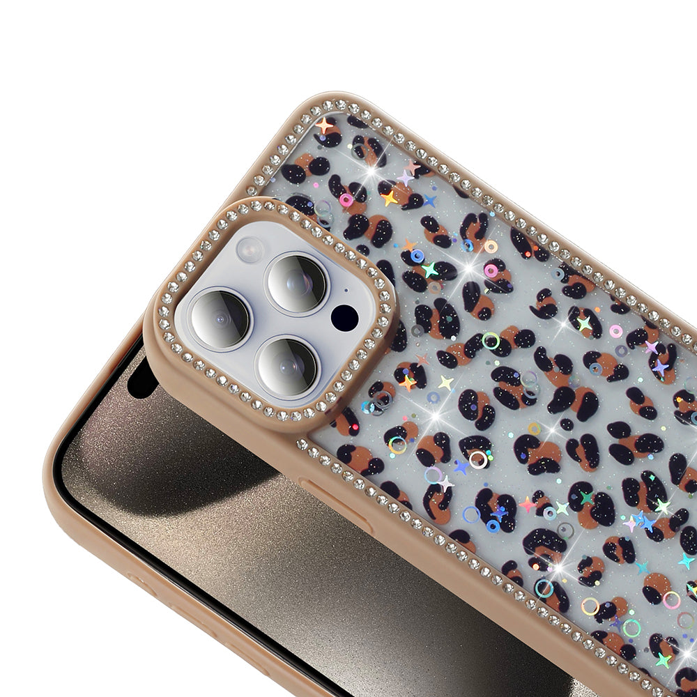 Apple iPhone 15 Pro Kılıf Taşlı ve Simli Tasarım Zore Azra Kapak Siyah