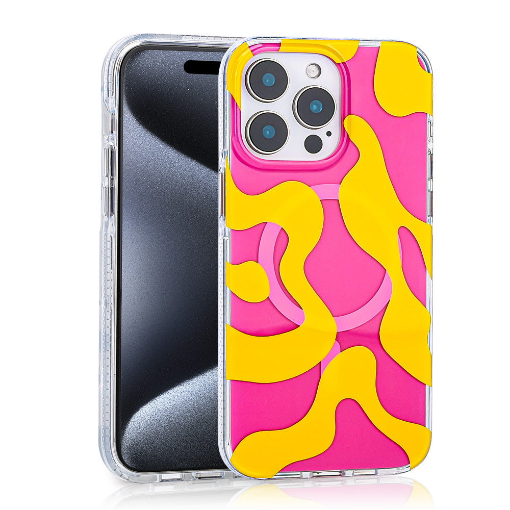 Apple iPhone 15 Pro Max Kılıf M-safe Şarj Özellikli Zore Stilo Kapak Pembe-Mavi