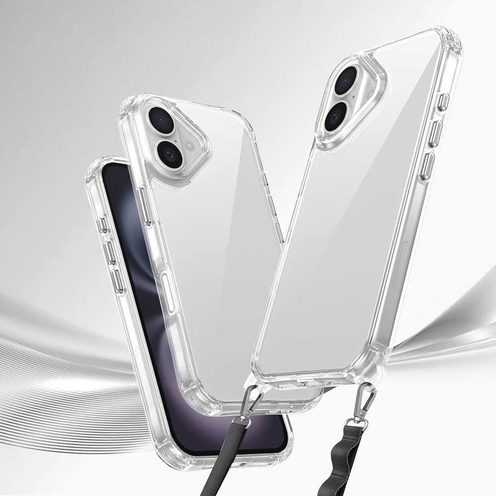 Apple iPhone 16 Kılıf Airbagli Takılabilir Askı Aparatlı Zore Snap Silikon Kapak Şeffaf