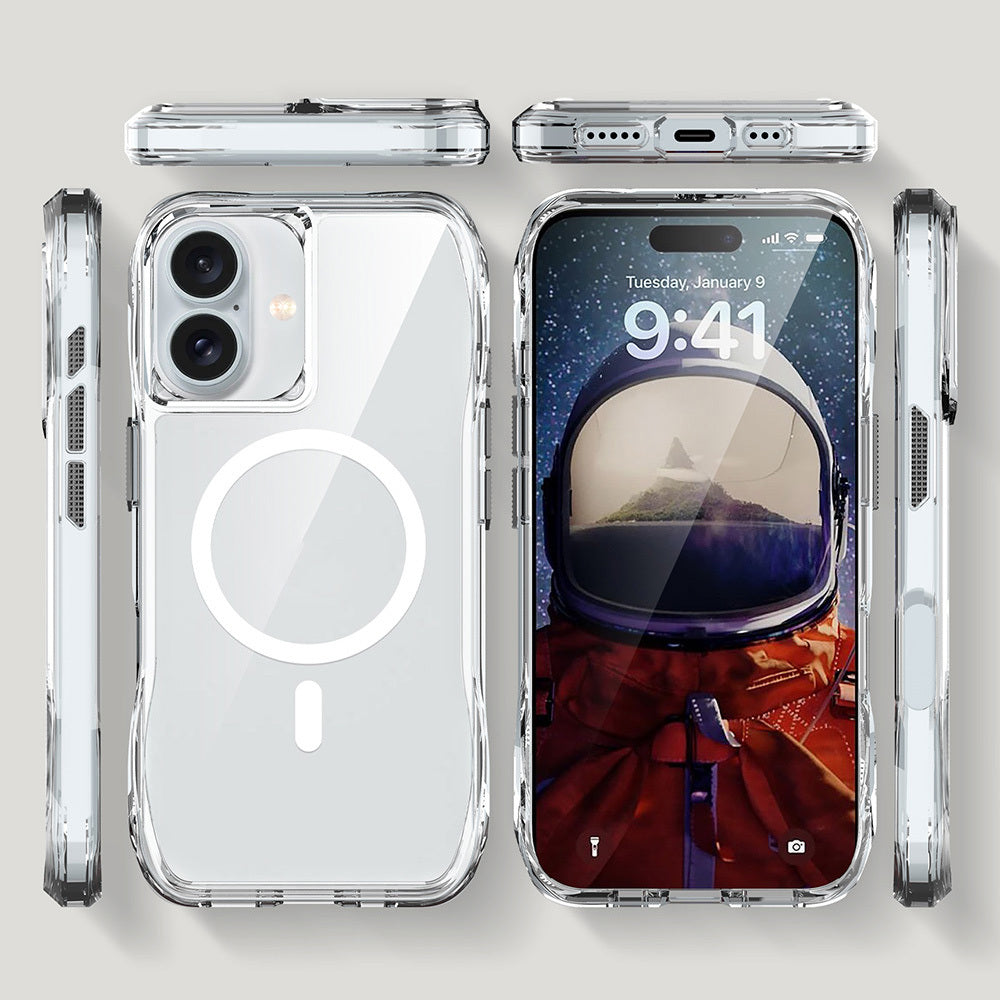 Apple iPhone 16 Kılıf M-safe Şarj Özellikli Airbagli Şeffaf Zore İncek Kapak Şeffaf