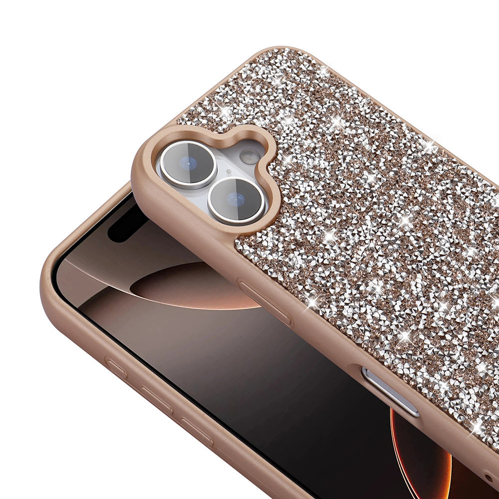 Apple iPhone 16 Kılıf Parlak Taşlı Tasarım Zore Pırlanta Kapak Beyaz
