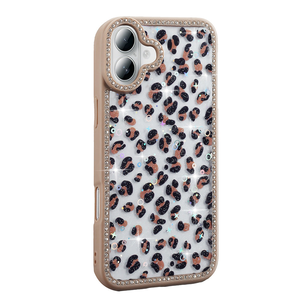 Apple iPhone 16 Kılıf Taşlı ve Simli Tasarım Zore Azra Kapak Pembe