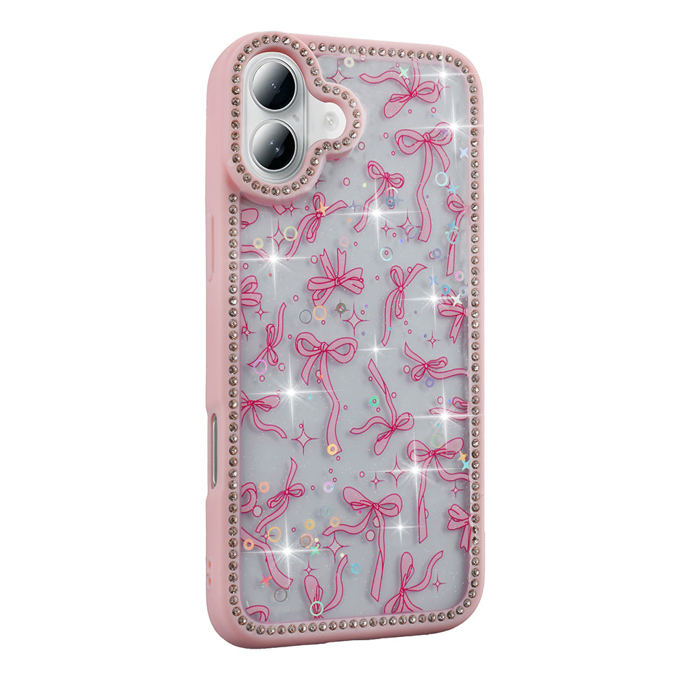 Apple iPhone 16 Kılıf Taşlı ve Simli Tasarım Zore Azra Kapak Gold