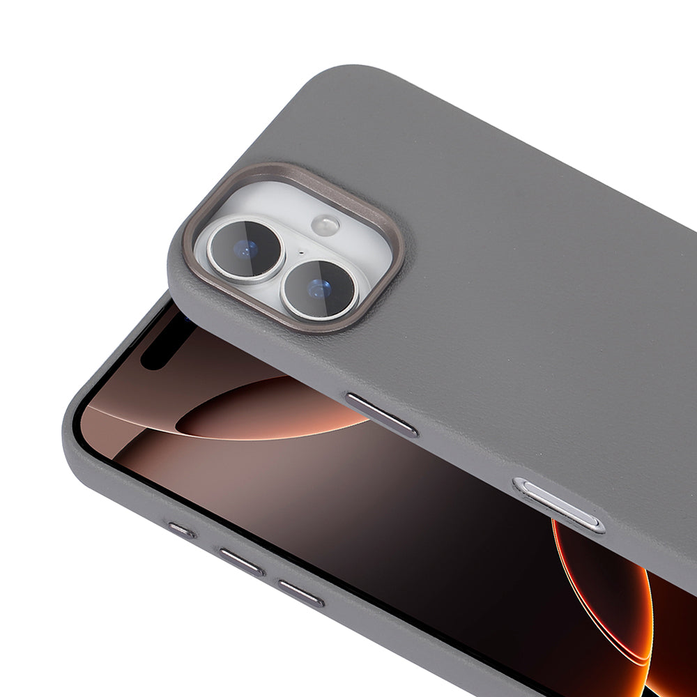 Apple iPhone 16 Plus Kılıf M-safe Şarj Özellikli PU Deri Zore Adora Kapak Gri