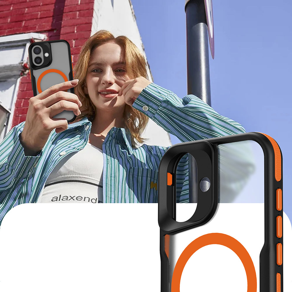 Apple iPhone 16 Plus Kılıf M-safe Şarj Özellikli Renkli Kenar Airbag Şeritli Zore Lamer Kapak Gri