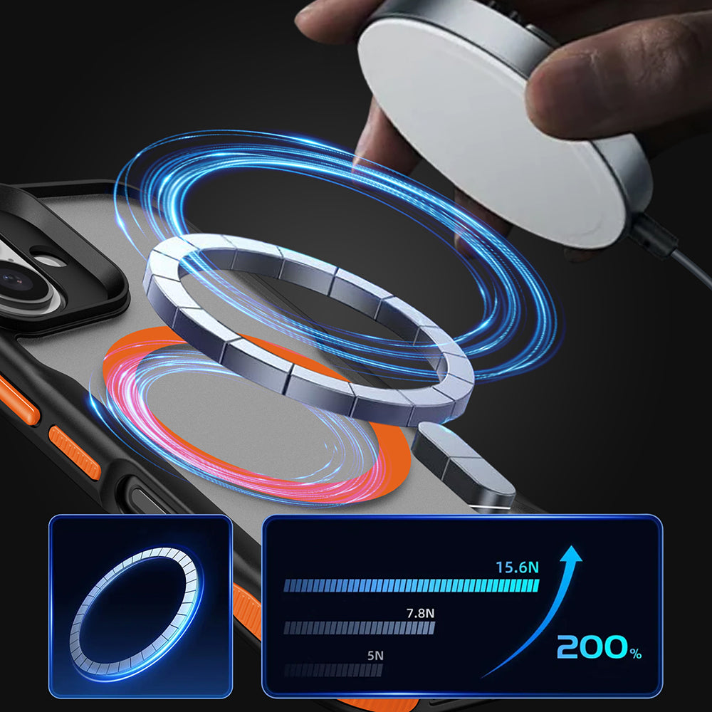 Apple iPhone 16 Plus Kılıf M-safe Şarj Özellikli Renkli Kenar Airbag Şeritli Zore Lamer Kapak Siyah