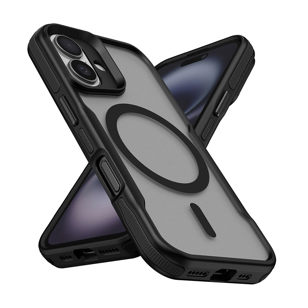 Apple iPhone 16 Plus Kılıf M-safe Şarj Özellikli Renkli Kenar Airbag Şeritli Zore Lamer Kapak Siyah