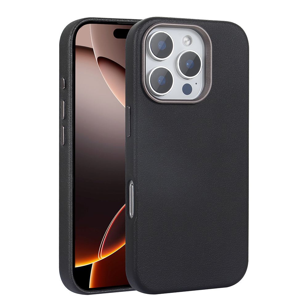 Apple iPhone 16 Pro Kılıf M-safe Şarj Özellikli PU Deri Zore Adora Kapak Siyah