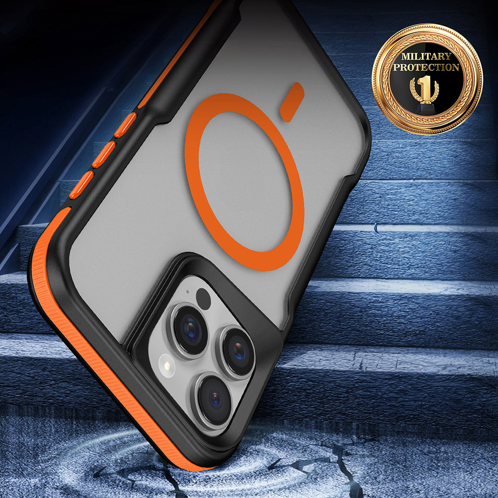 Apple iPhone 16 Pro Kılıf M-safe Şarj Özellikli Renkli Kenar Airbag Şeritli Zore Lamer Kapak Gri