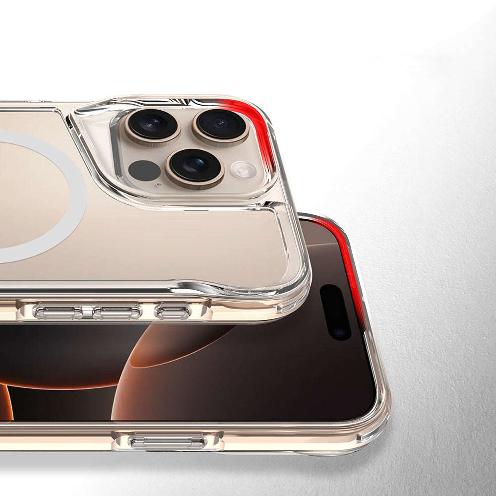 Apple iPhone 16 Pro Kılıf M-safe Şarj Özellikli Zore T-Max Standlı Kapak Şeffaf