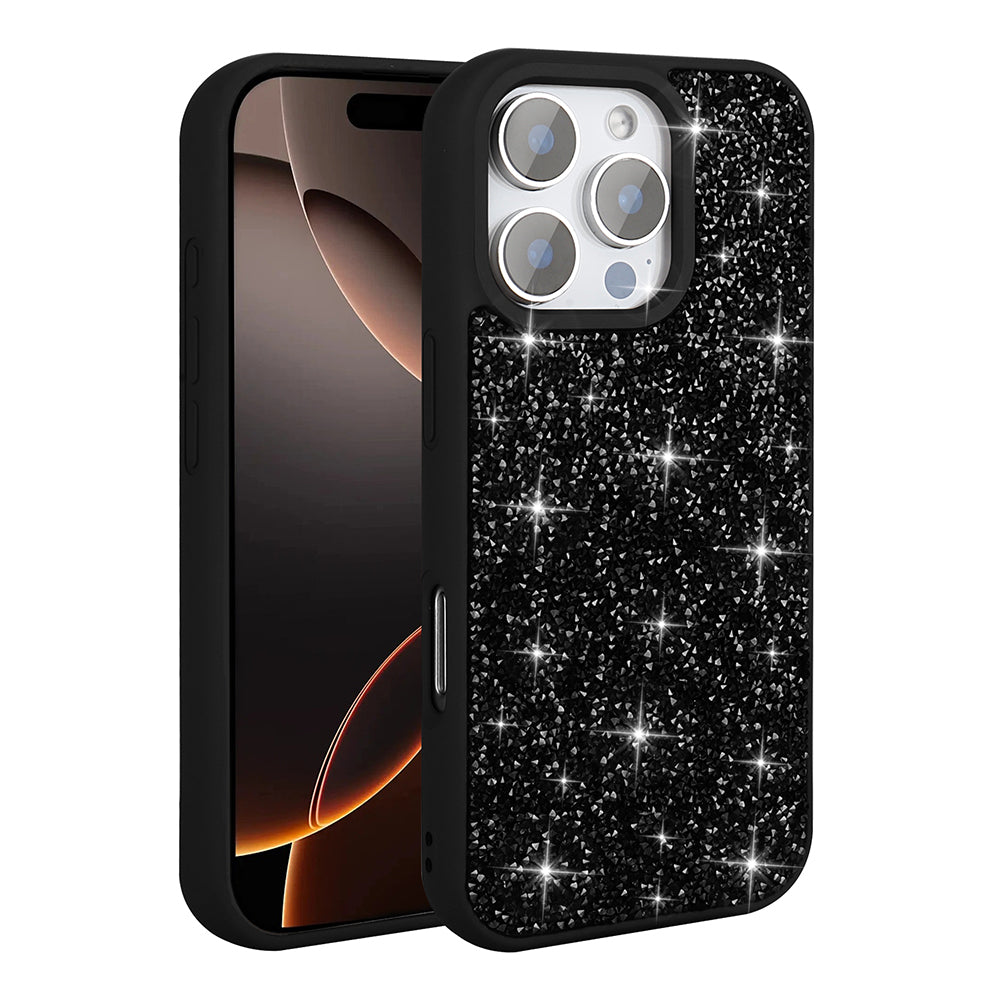 Apple iPhone 16 Pro Kılıf Parlak Taşlı Tasarım Zore Pırlanta Kapak Pembe