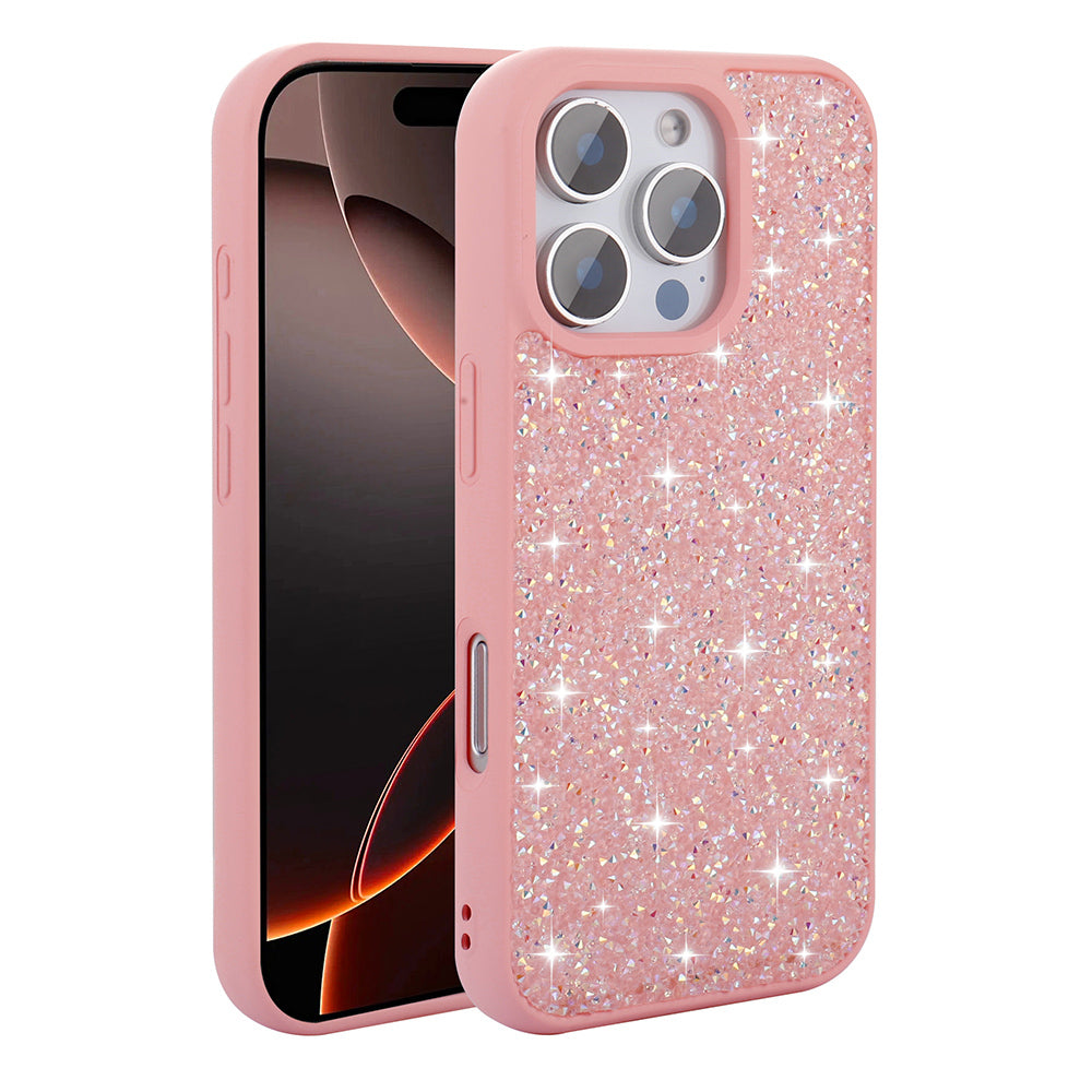 Apple iPhone 16 Pro Kılıf Parlak Taşlı Tasarım Zore Pırlanta Kapak Beyaz