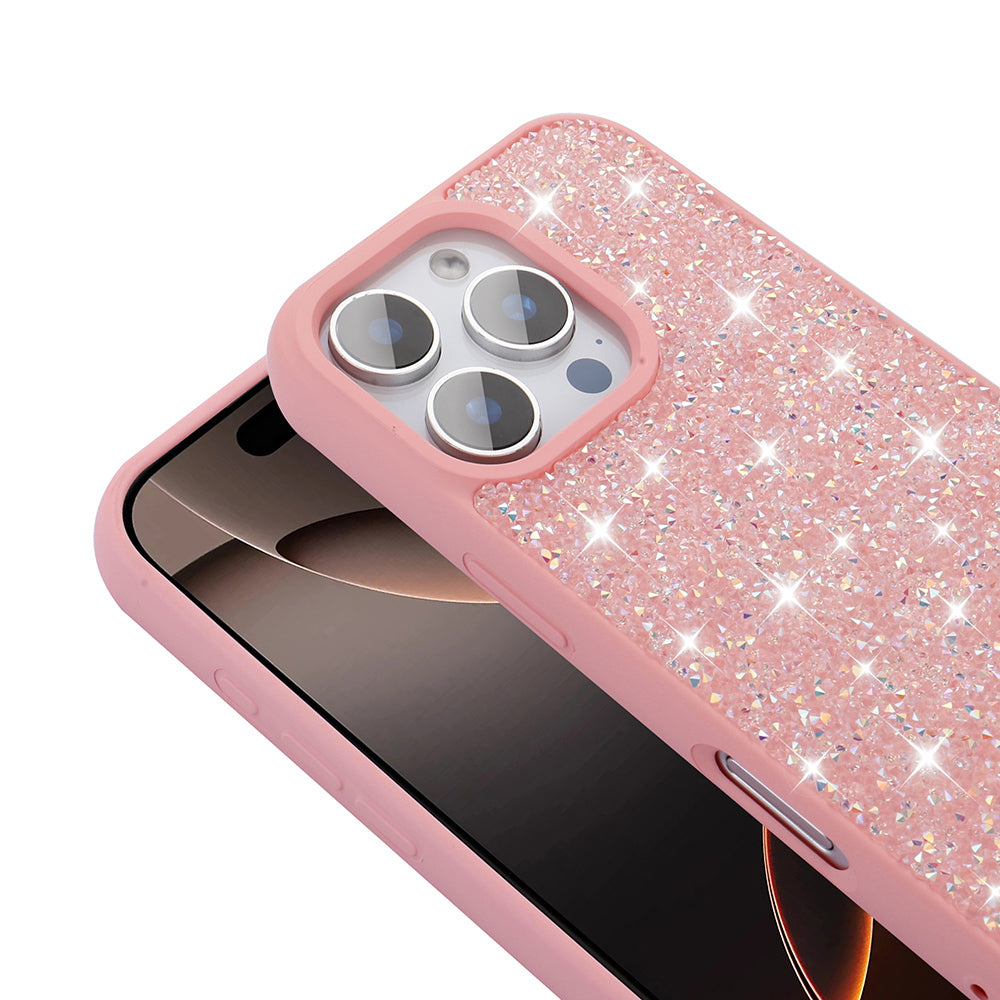 Apple iPhone 16 Pro Kılıf Parlak Taşlı Tasarım Zore Pırlanta Kapak Beyaz