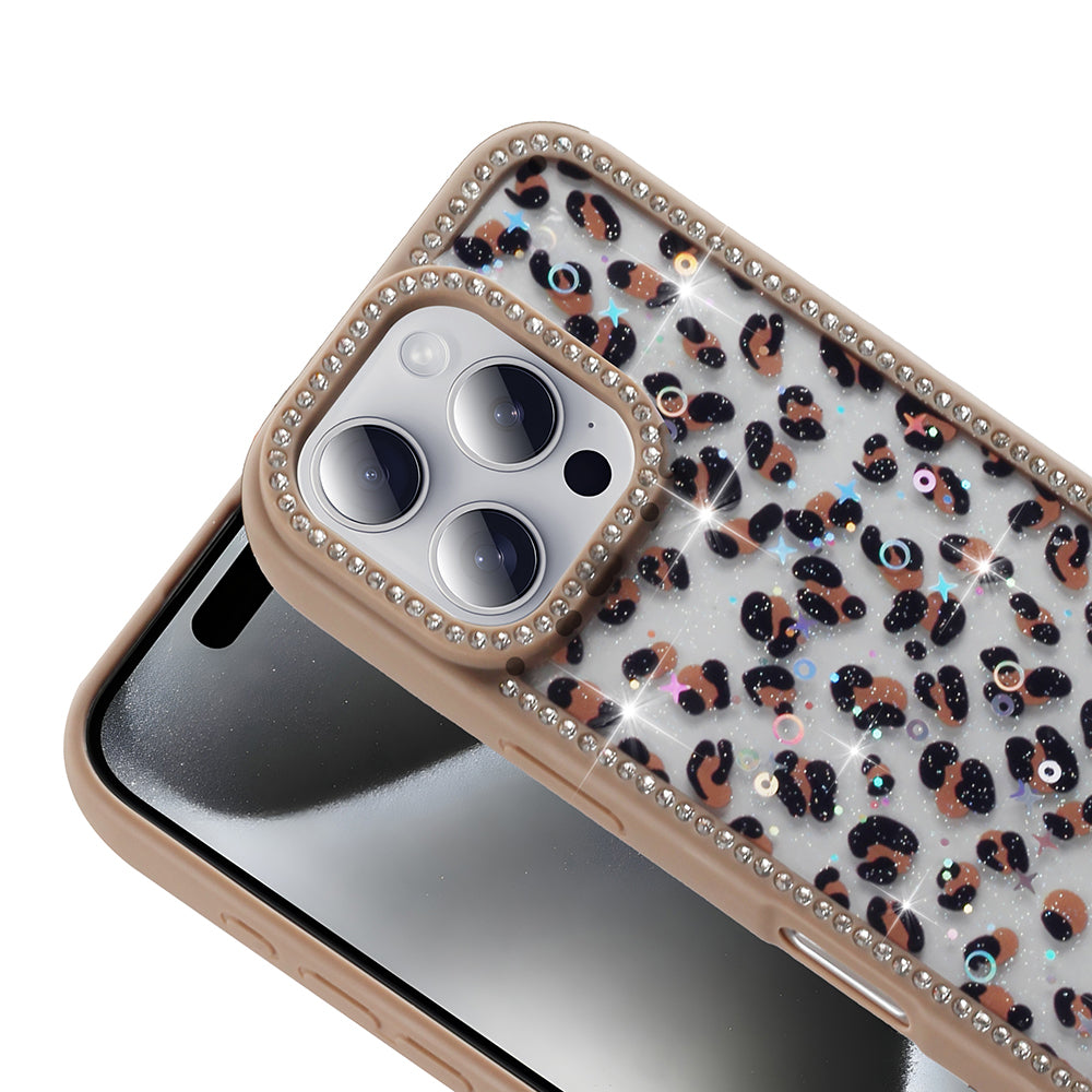 Apple iPhone 16 Pro Kılıf Taşlı ve Simli Tasarım Zore Azra Kapak Pembe