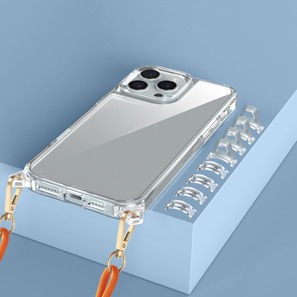 Apple iPhone 16 Pro Max Kılıf Airbagli Takılabilir Askı Aparatlı Zore Snap Silikon Kapak Şeffaf