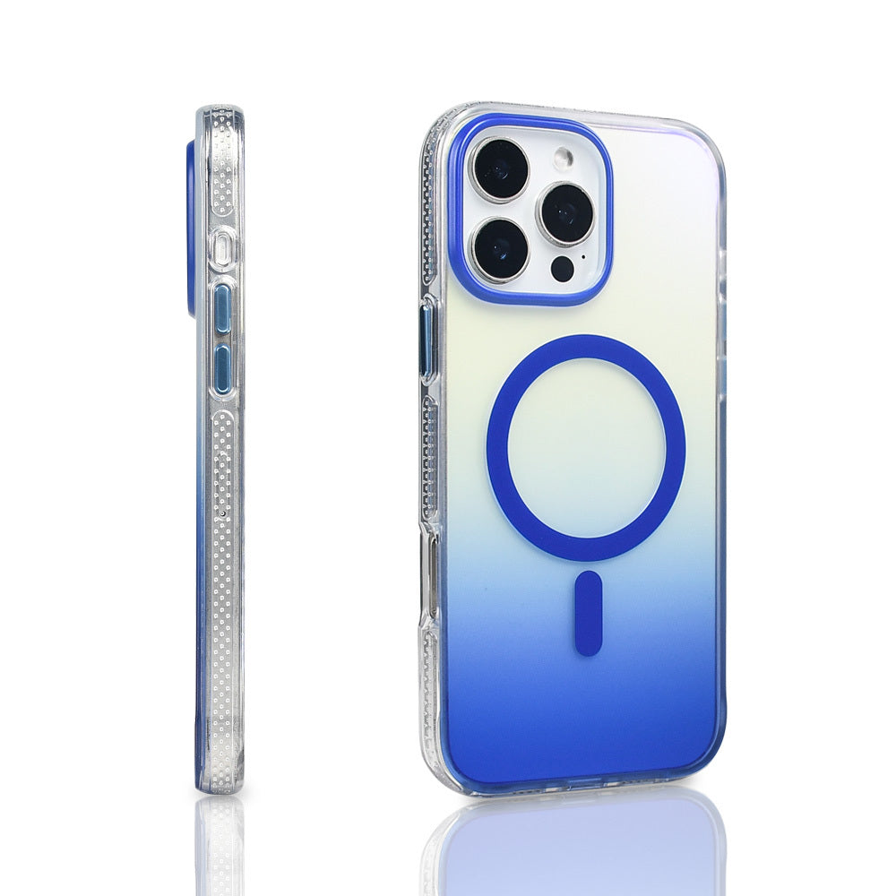 Apple iPhone 16 Pro Max Kılıf M-safe Şarj Özellikli Transparan Renk Geçişli Zore Toros Kapak Siyah