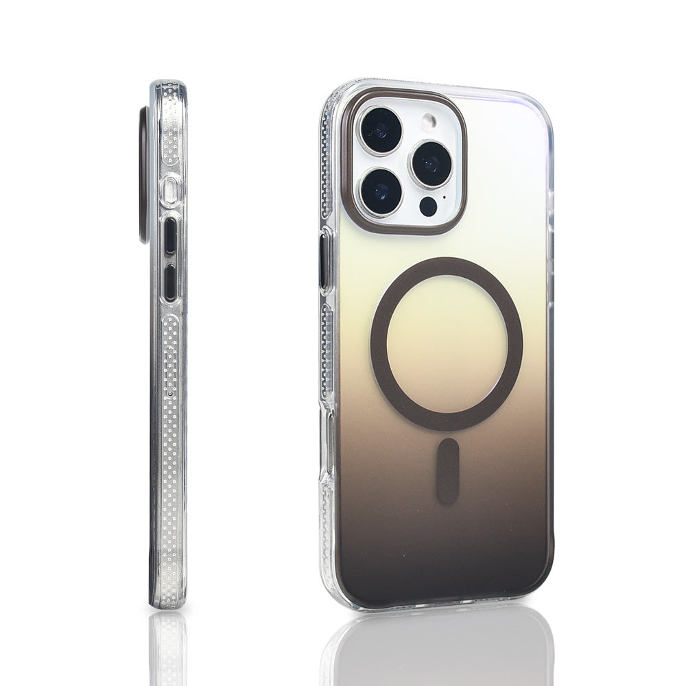 Apple iPhone 16 Pro Max Kılıf M-safe Şarj Özellikli Transparan Renk Geçişli Zore Toros Kapak Gri