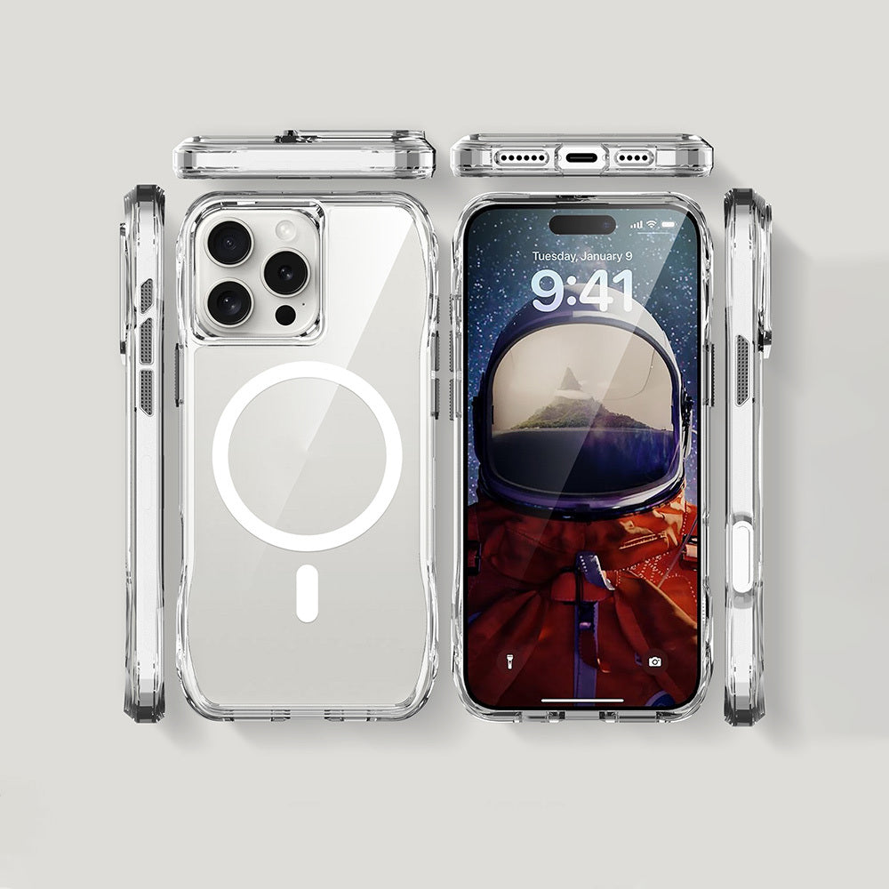 Apple iPhone 16 Pro Max Kılıf M-safe Şarj Özellikli Airbagli Şeffaf Zore İncek Kapak Şeffaf