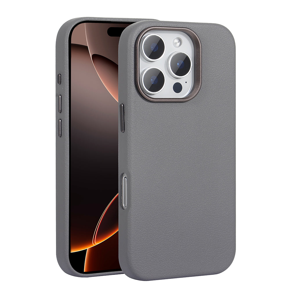 Apple iPhone 16 Pro Max Kılıf M-safe Şarj Özellikli PU Deri Zore Adora Kapak Gri