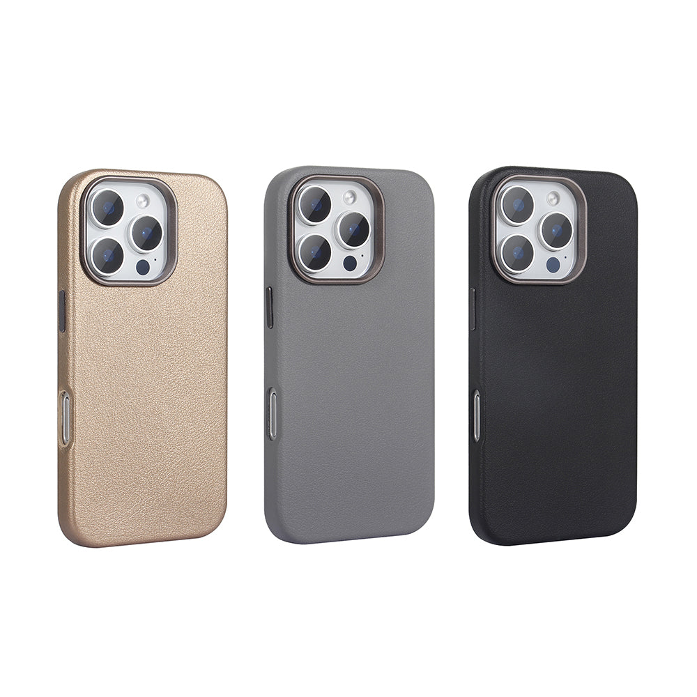 Apple iPhone 16 Pro Max Kılıf M-safe Şarj Özellikli PU Deri Zore Adora Kapak Gri