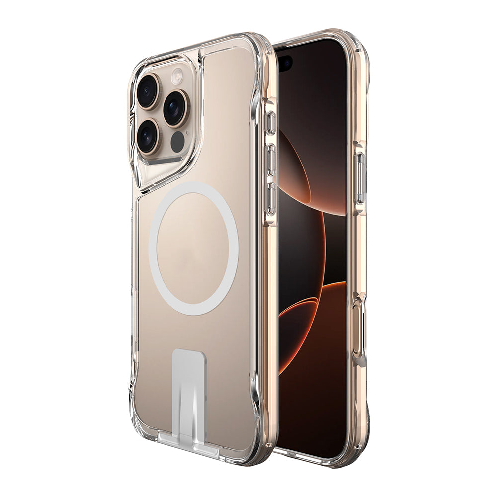 Apple iPhone 16 Pro Max Kılıf M-safe Şarj Özellikli Zore T-Max Standlı Kapak Şeffaf