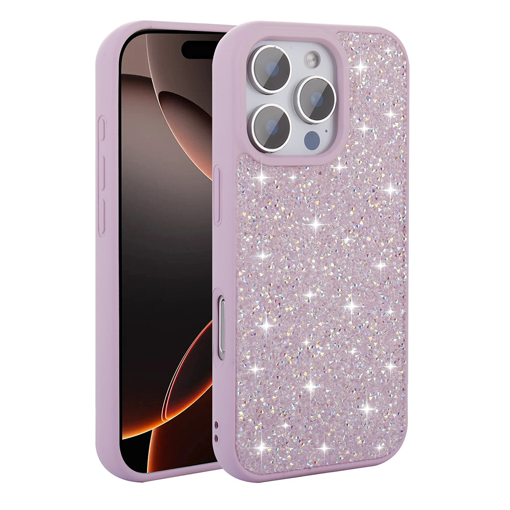 Apple iPhone 16 Pro Max Kılıf Parlak Taşlı Tasarım Zore Pırlanta Kapak Lila